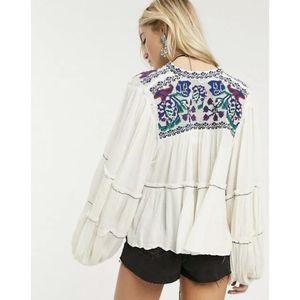 Free People Embroidered In Vivid Color Top sz XS
